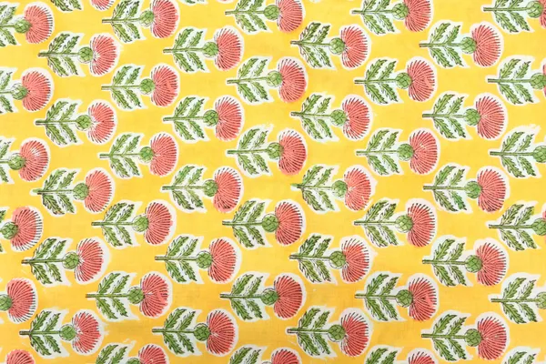Yellow_Cotton_Traditional_Floral_Hand_Block_Print_Unstiched_Material_For_Men's_Kurta_Shirts_&_Women's_Kurti_and_Other_Dress_Material