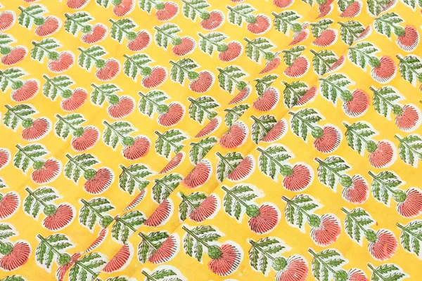 Yellow_Cotton_Traditional_Floral_Hand_Block_Print_Unstiched_Material_For_Men's_Kurta_Shirts_&_Women's_Kurti_and_Other_Dress_Material