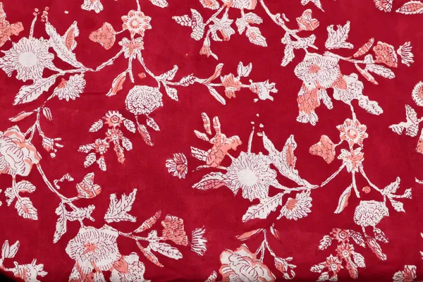 Red_Cotton_Traditional_Floral_Hand_Block_Print_Unstiched_Material_For_Men's_Kurta_Shirts_&_Women's_Kurti_and_Other_Dress_Material