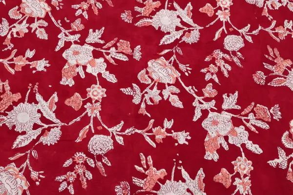 Red_Cotton_Traditional_Floral_Hand_Block_Print_Unstiched_Material_For_Men's_Kurta_Shirts_&_Women's_Kurti_and_Other_Dress_Material
