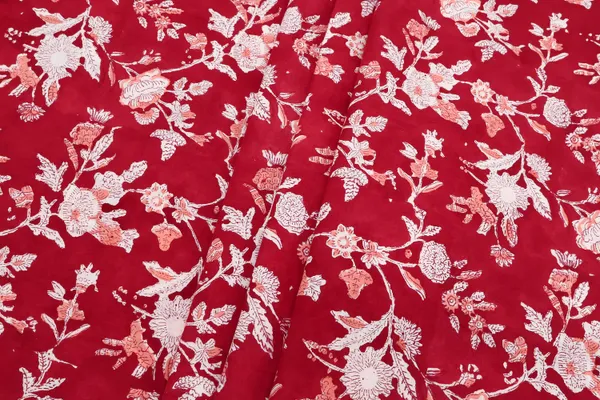 Red_Cotton_Traditional_Floral_Hand_Block_Print_Unstiched_Material_For_Men's_Kurta_Shirts_&_Women's_Kurti_and_Other_Dress_Material