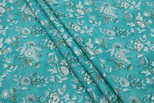Blue_Cotton_Traditional_Floral_Hand_Block_Print_Unstiched_Material_For_Men's_Kurta_Shirts_&_Women's_Kurti_and_Other_Dress_Material
