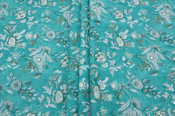Blue_Cotton_Traditional_Floral_Hand_Block_Print_Unstiched_Material_For_Men's_Kurta_Shirts_&_Women's_Kurti_and_Other_Dress_Material