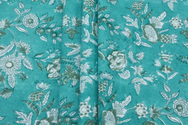 Blue_Cotton_Traditional_Floral_Hand_Block_Print_Unstiched_Material_For_Men's_Kurta_Shirts_&_Women's_Kurti_and_Other_Dress_Material