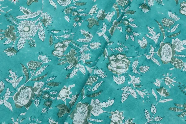 Blue_Cotton_Traditional_Floral_Hand_Block_Print_Unstiched_Material_For_Men's_Kurta_Shirts_&_Women's_Kurti_and_Other_Dress_Material
