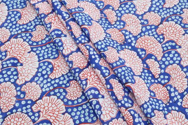 Blue_Cotton_Traditional_Floral_Hand_Block_Print_Unstiched_Material_For_Men's_Kurta_Shirts_&_Women's_Kurti_and_Other_Dress_Material