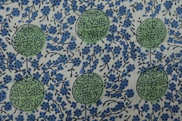 Blue_Cotton_Traditional_Floral_Hand_Block_Print_Unstiched_Material_For_Men's_Kurta_Shirts_&_Women's_Kurti_and_Other_Dress_Material