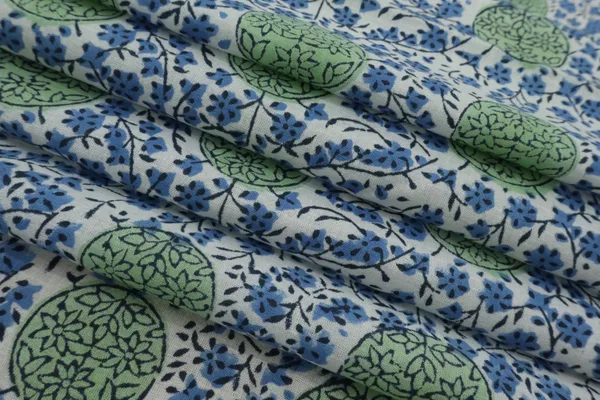 Blue_Cotton_Traditional_Floral_Hand_Block_Print_Unstiched_Material_For_Men's_Kurta_Shirts_&_Women's_Kurti_and_Other_Dress_Material