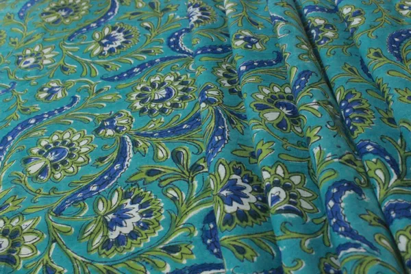 Blue_Cotton_Traditional_Floral_Hand_Block_Print_Unstiched_Material_For_Men's_Kurta_Shirts_&_Women's_Kurti_and_Other_Dress_Material