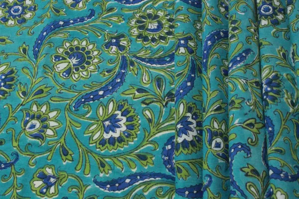 Blue_Cotton_Traditional_Floral_Hand_Block_Print_Unstiched_Material_For_Men's_Kurta_Shirts_&_Women's_Kurti_and_Other_Dress_Material