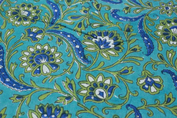 Blue_Cotton_Traditional_Floral_Hand_Block_Print_Unstiched_Material_For_Men's_Kurta_Shirts_&_Women's_Kurti_and_Other_Dress_Material