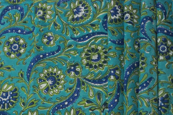 Blue_Cotton_Traditional_Floral_Hand_Block_Print_Unstiched_Material_For_Men's_Kurta_Shirts_&_Women's_Kurti_and_Other_Dress_Material