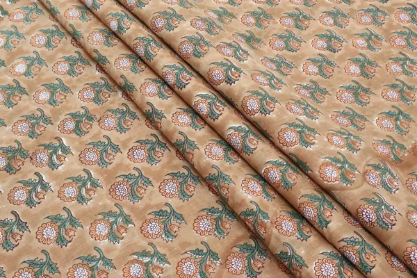 Brown_Cotton_Traditional_Floral_Hand_Block_Print_Unstiched_Material_For_Men's_Kurta_Shirts_&_Women's_Kurti_and_Other_Dress_Material
