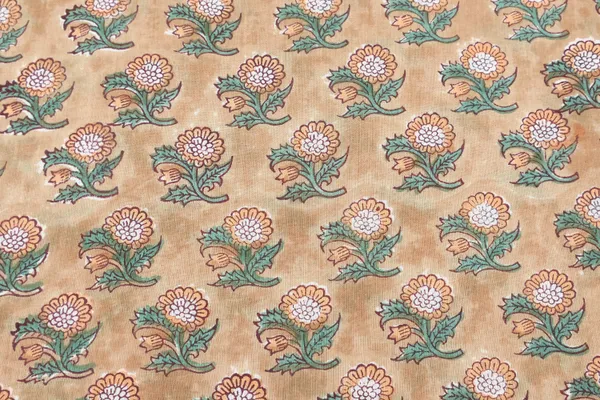Brown_Cotton_Traditional_Floral_Hand_Block_Print_Unstiched_Material_For_Men's_Kurta_Shirts_&_Women's_Kurti_and_Other_Dress_Material