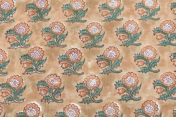 Brown_Cotton_Traditional_Floral_Hand_Block_Print_Unstiched_Material_For_Men's_Kurta_Shirts_&_Women's_Kurti_and_Other_Dress_Material