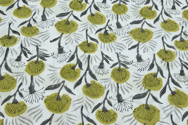 Green_Cotton_Traditional_Floral_Hand_Block_Print_Unstiched_Material_For_Men's_Kurta_Shirts_&_Women's_Kurti_and_Other_Dress_Material