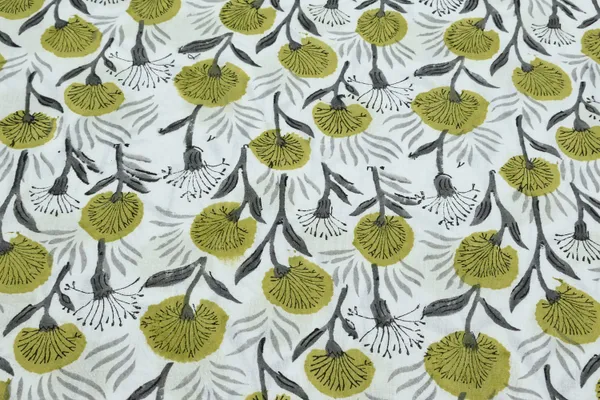 Green_Cotton_Traditional_Floral_Hand_Block_Print_Unstiched_Material_For_Men's_Kurta_Shirts_&_Women's_Kurti_and_Other_Dress_Material