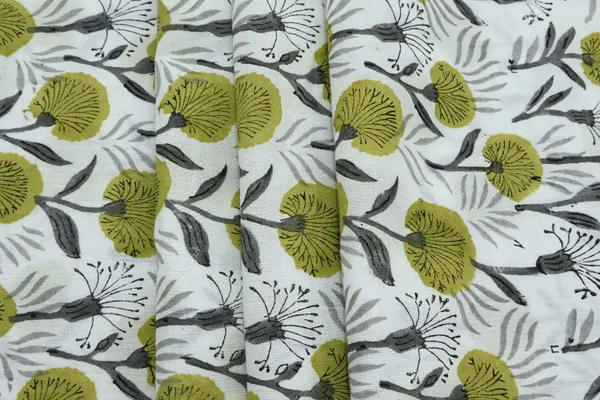 Green_Cotton_Traditional_Floral_Hand_Block_Print_Unstiched_Material_For_Men's_Kurta_Shirts_&_Women's_Kurti_and_Other_Dress_Material