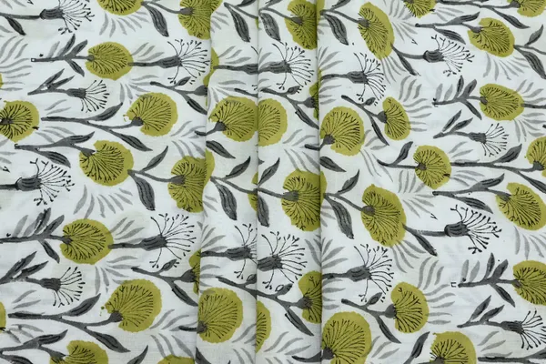 Green_Cotton_Traditional_Floral_Hand_Block_Print_Unstiched_Material_For_Men's_Kurta_Shirts_&_Women's_Kurti_and_Other_Dress_Material