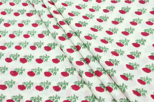 White_Cotton_Traditional_Floral_Hand_Block_Print_Unstiched_Material_For_Men's_Kurta_Shirts_&_Women's_Kurti_and_Other_Dress_Material