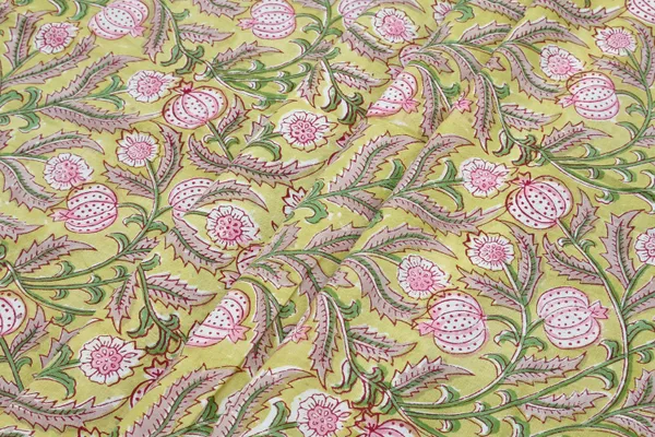 Green_Cotton_Traditional_Floral_Hand_Block_Print_Unstiched_Material_For_Men's_Kurta_Shirts_&_Women's_Kurti_and_Other_Dress_Material