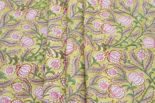Green_Cotton_Traditional_Floral_Hand_Block_Print_Unstiched_Material_For_Men's_Kurta_Shirts_&_Women's_Kurti_and_Other_Dress_Material