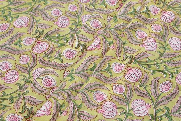 Green_Cotton_Traditional_Floral_Hand_Block_Print_Unstiched_Material_For_Men's_Kurta_Shirts_&_Women's_Kurti_and_Other_Dress_Material