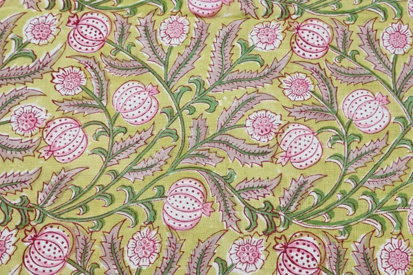 Green_Cotton_Traditional_Floral_Hand_Block_Print_Unstiched_Material_For_Men's_Kurta_Shirts_&_Women's_Kurti_and_Other_Dress_Material