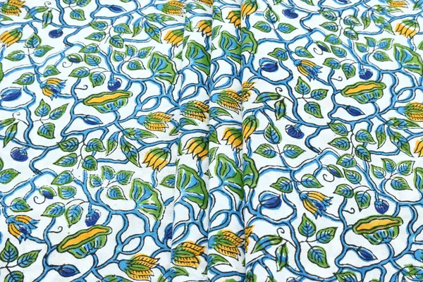 Green_Cotton_Traditional_Floral_Hand_Block_Print_Unstiched_Material_For_Men's_Kurta_Shirts_&_Women's_Kurti_and_Other_Dress_Material