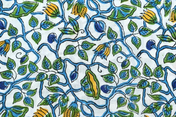 Green_Cotton_Traditional_Floral_Hand_Block_Print_Unstiched_Material_For_Men's_Kurta_Shirts_&_Women's_Kurti_and_Other_Dress_Material