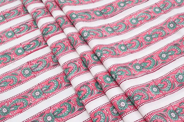 Red_Cotton_Traditional_Floral_Hand_Block_Print_Unstiched_Material_For_Men's_Kurta_Shirts_&_Women's_Kurti_and_Other_Dress_Material