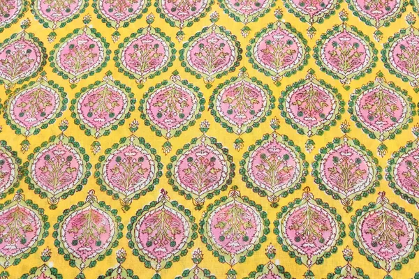 Yellow_Cotton_Traditional_Floral_Hand_Block_Print_Unstiched_Material_For_Men's_Kurta_Shirts_&_Women's_Kurti_and_Other_Dress_Material