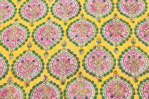 Yellow_Cotton_Traditional_Floral_Hand_Block_Print_Unstiched_Material_For_Men's_Kurta_Shirts_&_Women's_Kurti_and_Other_Dress_Material