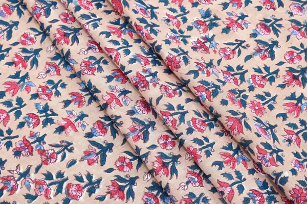 Brown_Cotton_Traditional_Floral_Hand_Block_Print_Unstiched_Material_For_Men's_Kurta_Shirts_&_Women's_Kurti_and_Other_Dress_Material
