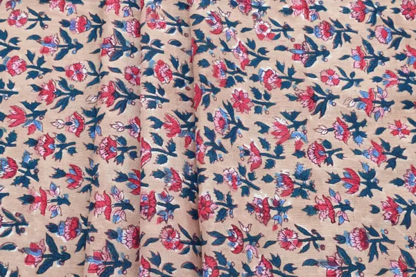 Brown_Cotton_Traditional_Floral_Hand_Block_Print_Unstiched_Material_For_Men's_Kurta_Shirts_&_Women's_Kurti_and_Other_Dress_Material
