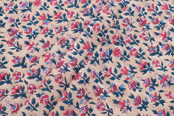Brown_Cotton_Traditional_Floral_Hand_Block_Print_Unstiched_Material_For_Men's_Kurta_Shirts_&_Women's_Kurti_and_Other_Dress_Material