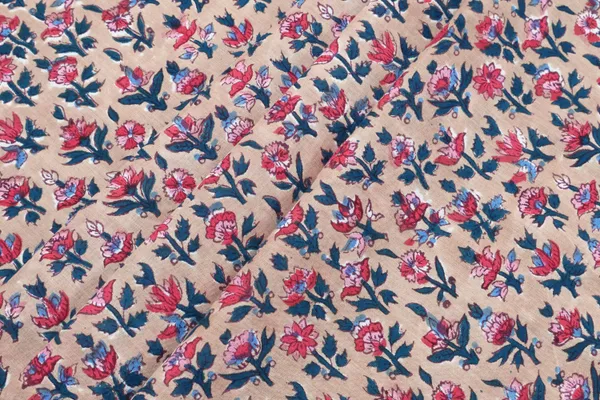 Brown_Cotton_Traditional_Floral_Hand_Block_Print_Unstiched_Material_For_Men's_Kurta_Shirts_&_Women's_Kurti_and_Other_Dress_Material
