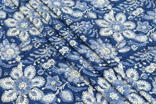 Blue_Cotton_Floral_Hand__Flower_Traditional_|_Print_Unstiched_Material_For_Men's_Kurta_Shirts_&_Women's_Kurti_and_Other_Dress_Material