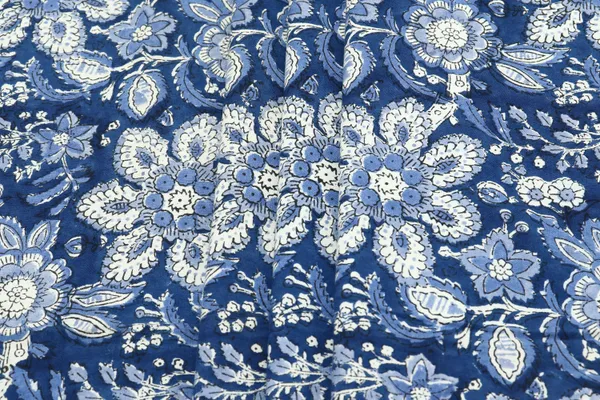 Blue_Cotton_Floral_Hand__Flower_Traditional_|_Print_Unstiched_Material_For_Men's_Kurta_Shirts_&_Women's_Kurti_and_Other_Dress_Material