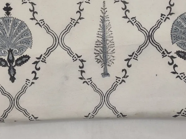 White_Cotton_Traditional_Floral_Hand_Block_Print_Unstiched_Material_For_Men's_Kurta_Shirts_&_Women's_Kurti_and_Other_Dress_Material