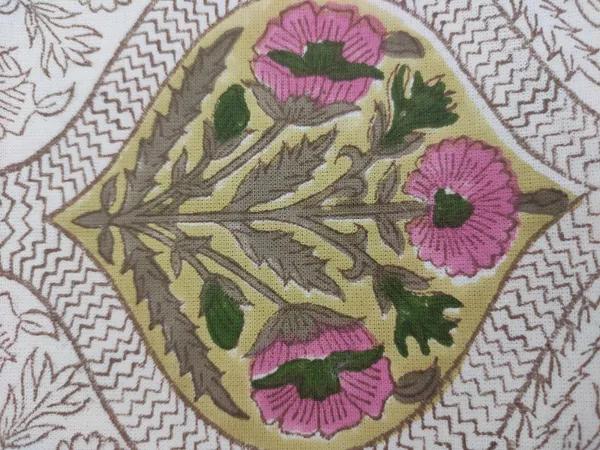 White_Cotton_Traditional_Floral_Hand_Block_Print_Unstiched_Material_For_Men's_Kurta_Shirts_&_Women's_Kurti_and_Other_Dress_Material