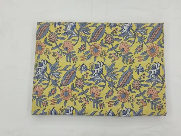 Yellow_Cotton_Traditional_Floral_Hand_Block_Print_Unstiched_Material_For_Men's_Kurta_Shirts_&_Women's_Kurti_and_Other_Dress_Material