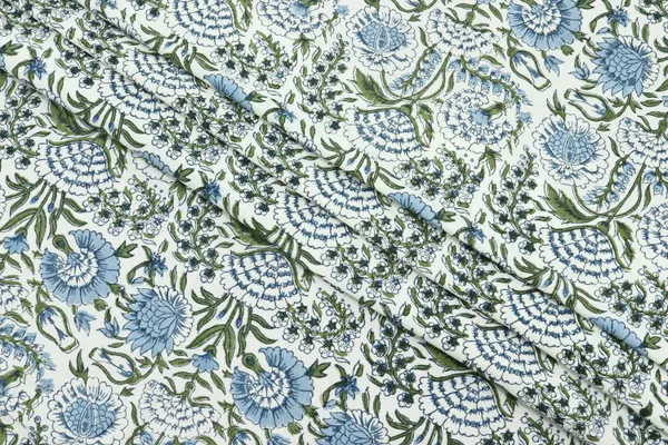 Blue_Cotton_Floral_Hand_Traditional__Block_Print_|_Unstiched_Material_For_Men's_Kurta_Shirts_&_Women's_Kurti_and_Other_Dress_Material