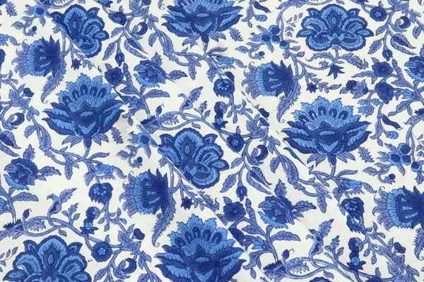 Blue_Cotton_Traditional_Floral_Hand_Block_Print_Unstiched_Material_For_Men's_Kurta_Shirts_&_Women's_Kurti_and_Other_Dress_Material
