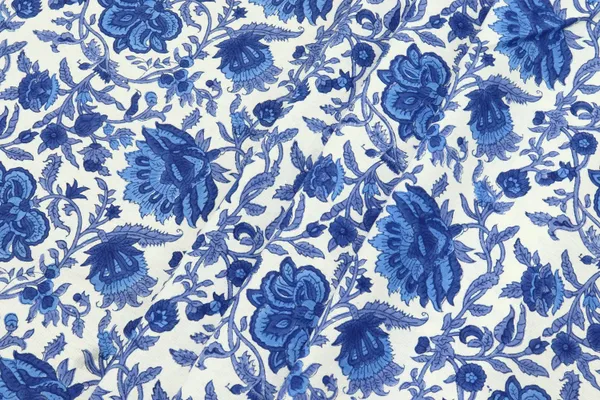 Blue_Cotton_Traditional_Floral_Hand_Block_Print_Unstiched_Material_For_Men's_Kurta_Shirts_&_Women's_Kurti_and_Other_Dress_Material