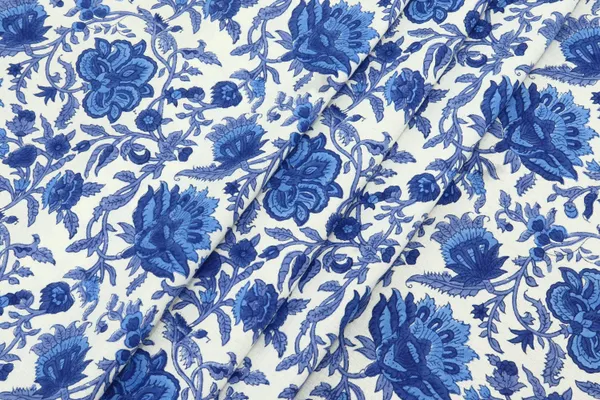 Blue_Cotton_Traditional_Floral_Hand_Block_Print_Unstiched_Material_For_Men's_Kurta_Shirts_&_Women's_Kurti_and_Other_Dress_Material