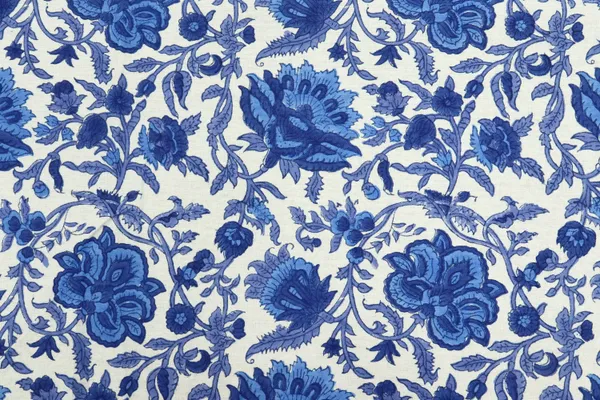 Blue_Cotton_Traditional_Floral_Hand_Block_Print_Unstiched_Material_For_Men's_Kurta_Shirts_&_Women's_Kurti_and_Other_Dress_Material