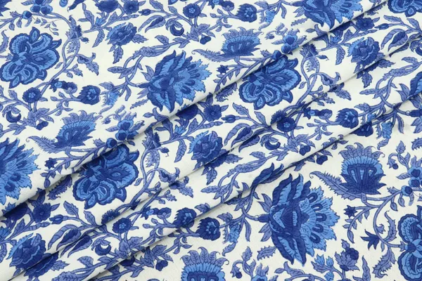 Blue_Cotton_Traditional_Floral_Hand_Block_Print_Unstiched_Material_For_Men's_Kurta_Shirts_&_Women's_Kurti_and_Other_Dress_Material