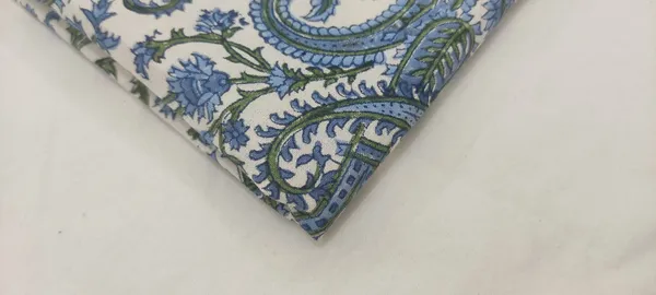 White_Cotton_Traditional_Floral_Hand_Block_Print_Unstiched_Material_For_Men's_Kurta_Shirts_&_Women's_Kurti_and_Other_Dress_Material