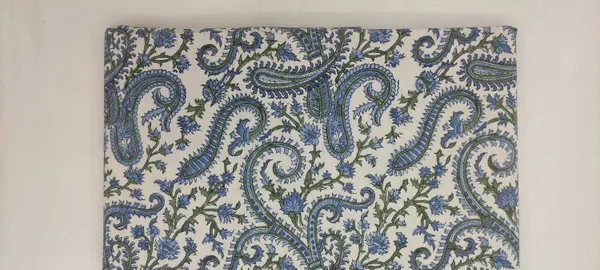 White_Cotton_Traditional_Floral_Hand_Block_Print_Unstiched_Material_For_Men's_Kurta_Shirts_&_Women's_Kurti_and_Other_Dress_Material